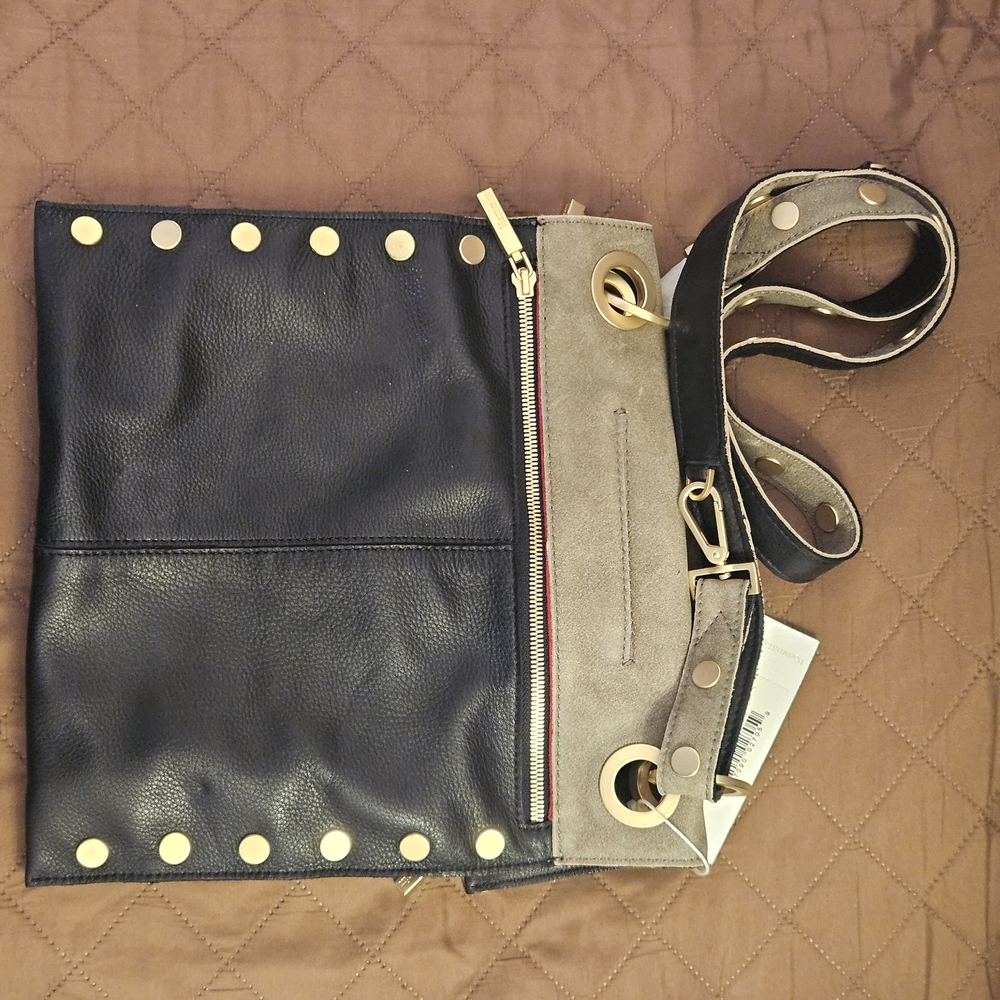 Hammitt Montana Crossbody NWT Reversible Black Pewter Leather Bag - Picture 9 of 14